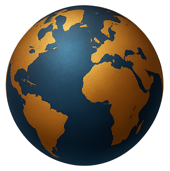 Globo blu con continenti dorati e foglia oro in alto, simbolo della sostenibilità ambientale e dell’impegno ESG